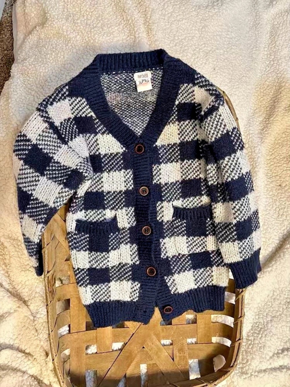 Vintage Style Gingham Checkered Cardigan Size 8